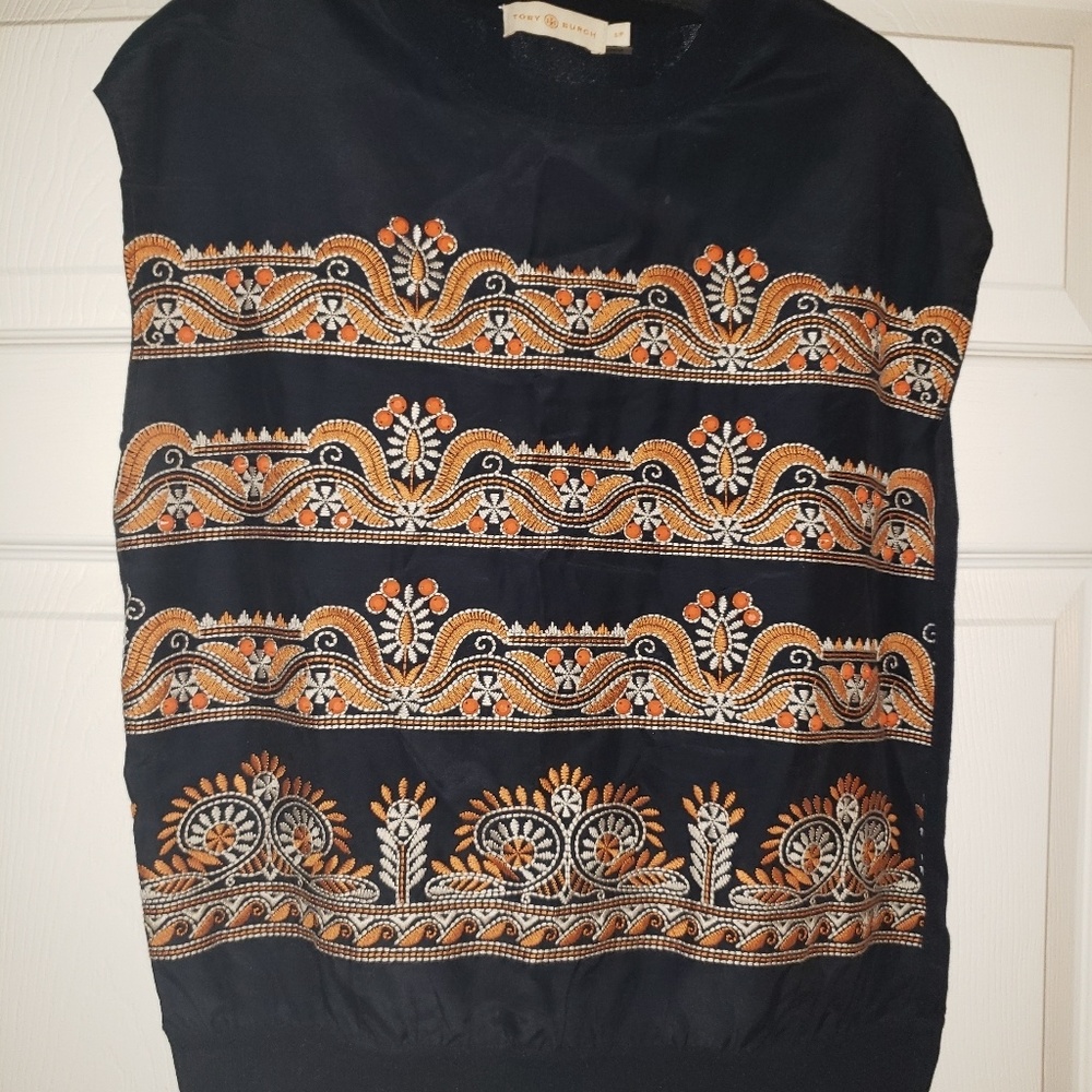Tory Burch blue/orange blouse